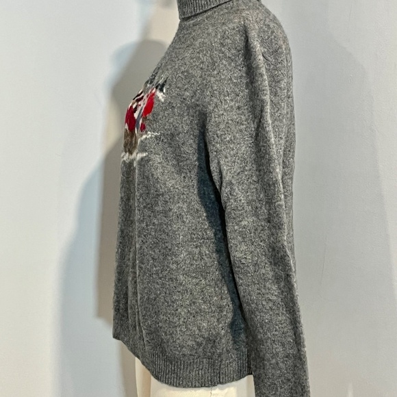 Lauren Ralph Lauren Lambswool Turtleneck Sweater Winter Scene LARGE Vintage - Picture 7 of 9
